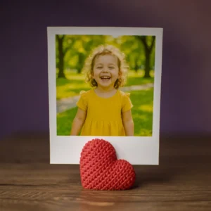 Knitted Heart Photo Holder